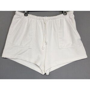 SO Shorts Womens Jrs XL White High Rise Lounge Pocket Drawstring Cozy Textured